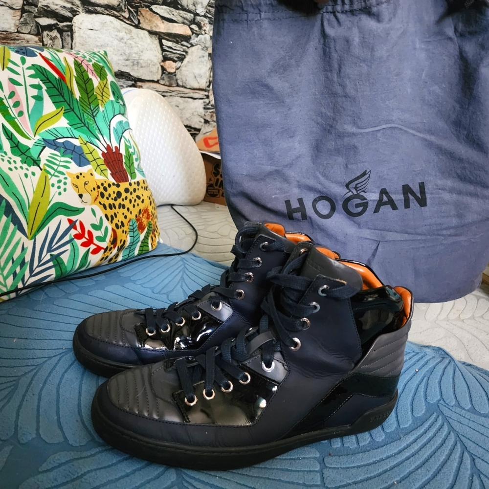 Etman/025 Rubberized Leather High Top Sneaker Dark Gray